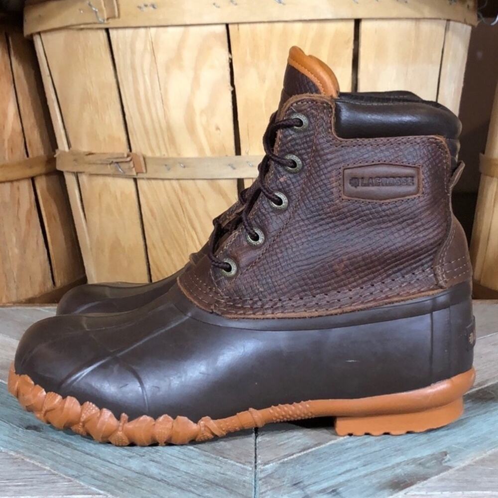LaCrosse 5 Eye Pac 7” Brown Leather 200G Waterproof Duck Boots Womens Size 7 - Picture 2 of 10